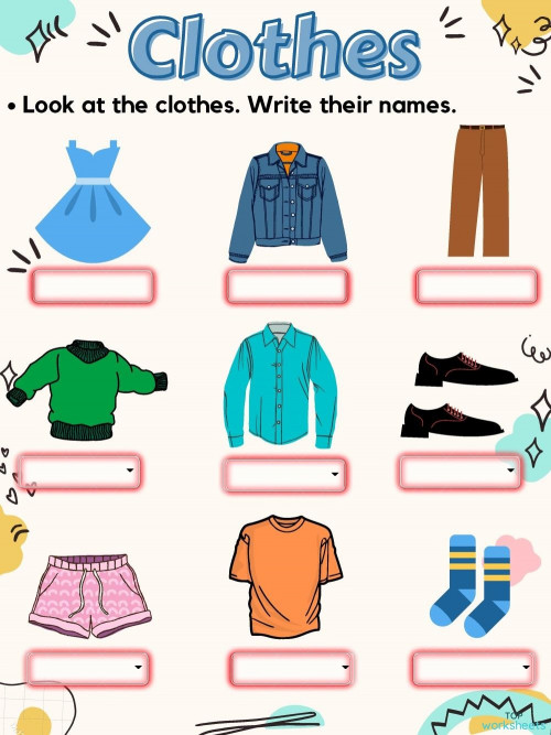 clothes vocabulary copy interactive worksheet topworksheets