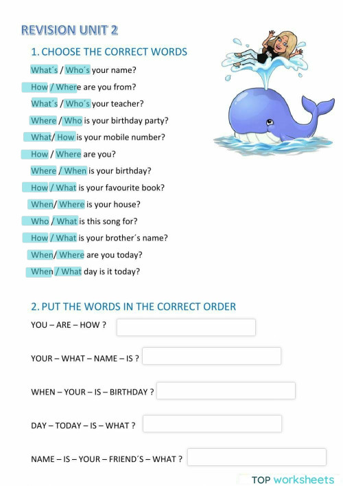Project 1 unit 2 revision. Interactive worksheet | TopWorksheets