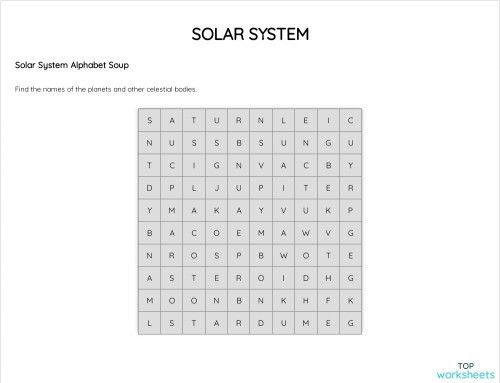 SOLAR SYSTEM. Interactive worksheet | TopWorksheets