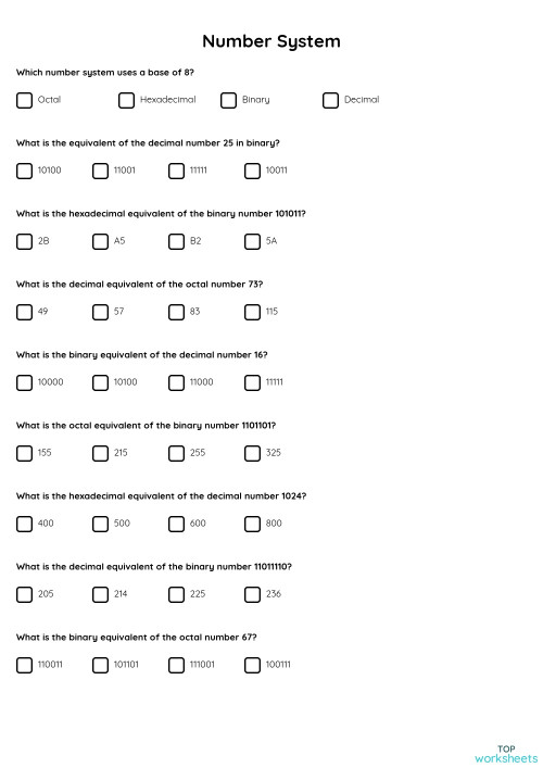 Number System. Interactive worksheet | TopWorksheets