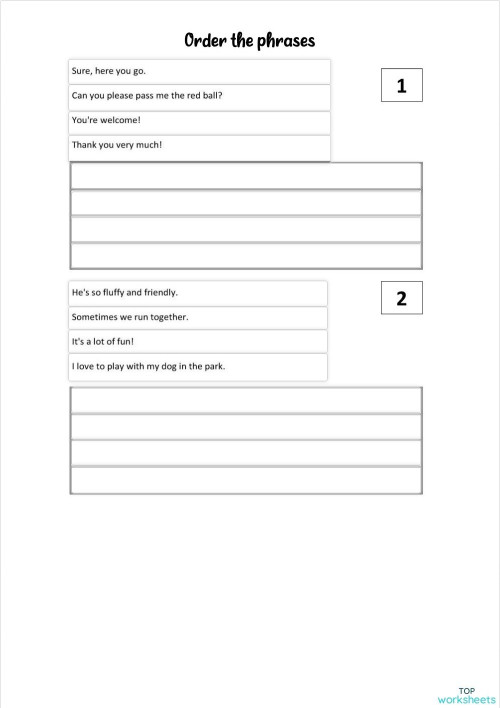 Order the phrases A2 English. Interactive worksheet | TopWorksheets
