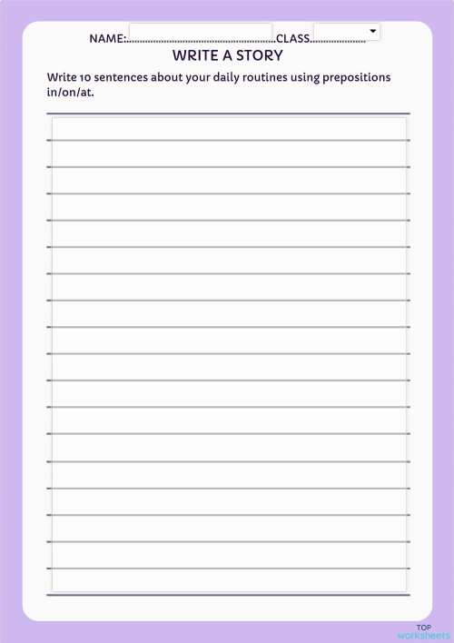 Write your daily routines. Interactive worksheet | TopWorksheets
