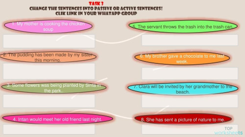 TASK 3 (ACTIVE-PASSIVE). Interactive worksheet | TopWorksheets