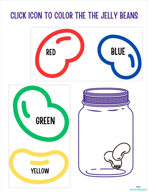Color Jellybeans. Interactive worksheet TopWorksheets