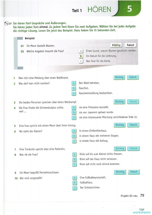 Hörverstehen: interaktive Arbeitsblätter und Online-Übungen | TopWorksheets