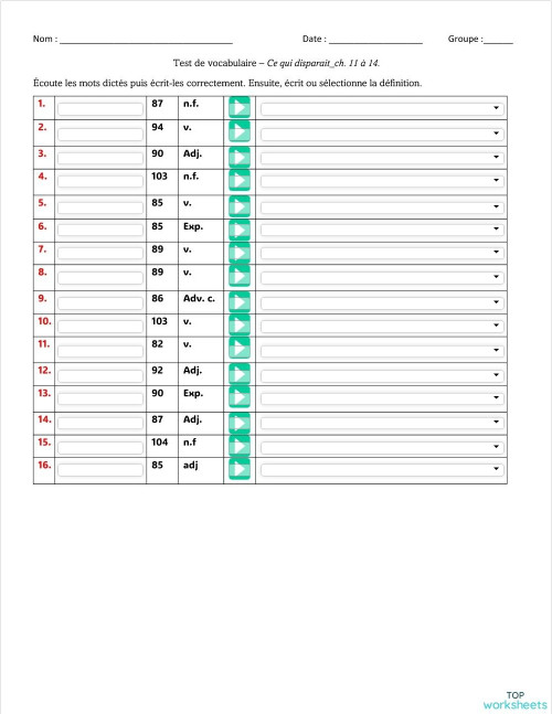 Roman_CQD_ch.11-14. Fiche interactive | TopWorksheets
