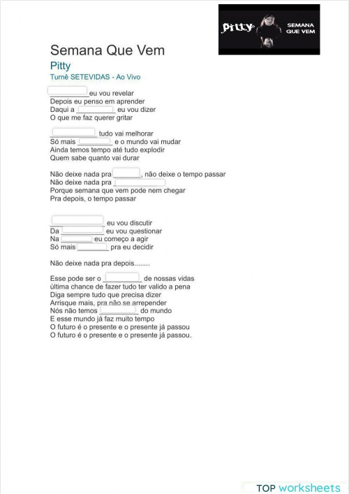 Semana que vem. Ficha interativa | TopWorksheets