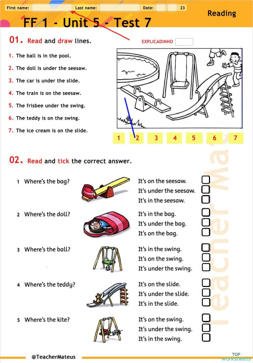 FF 1 - Unit 05 - Test 7 - Reading. Interactive worksheet | TopWorksheets