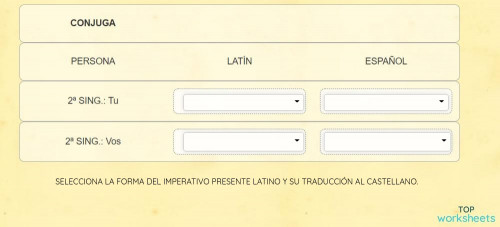 VERBO SUM IMPERATIVO PRESENTE Ficha Interactiva TopWorksheets