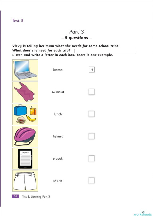 2018 Yle Movers Test 3 P3 L Interactive Worksheet Topworksheets