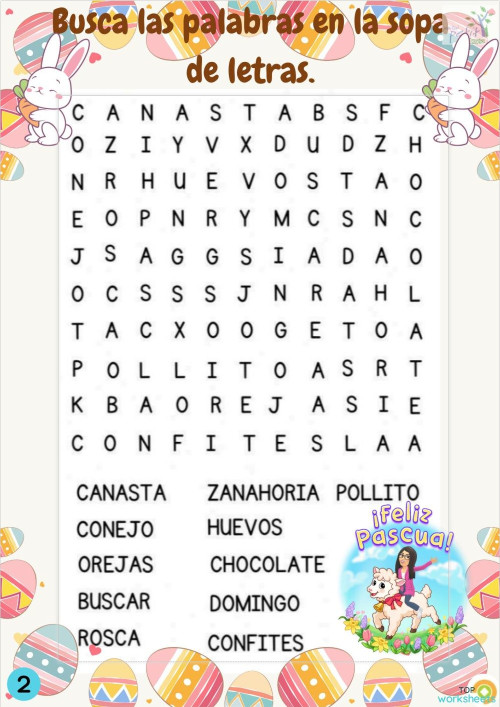 Sopa de letras, pascua_Mtra. Faby. Ficha interactiva | TopWorksheets