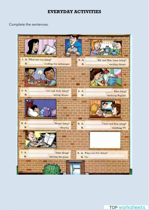 What are you doing?. Interactive worksheet | TopWorksheets