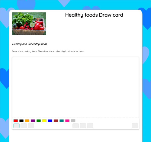 Healthy foods Draw card. Interactive worksheet | TopWorksheets