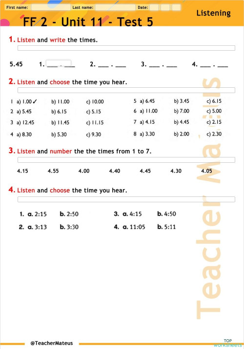 Ff 2 Unit 11 Test 5 Listening Tm0350 Interactive Worksheet