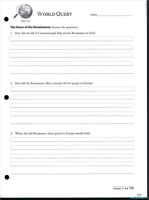 Chapter 21: Pg 199-200 World Quest. Interactive worksheet | TopWorksheets
