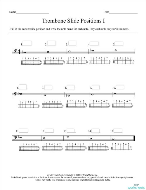 TB slide positions first 5. Interactive worksheet | TopWorksheets