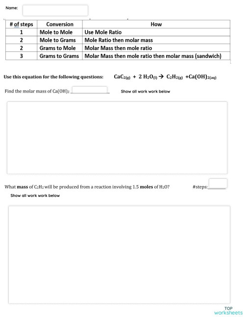 Stoichiometry Extra Credit # 2. Interactive worksheet | TopWorksheets
