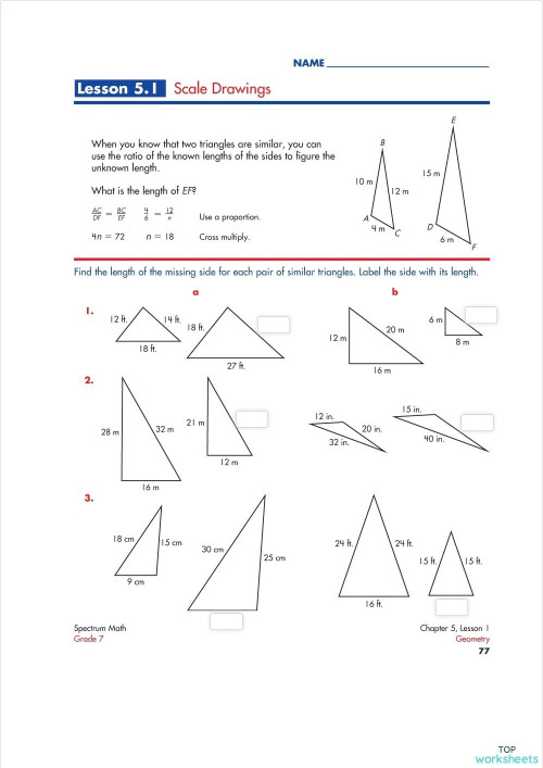 Lesson 5.1 Scale Drawings2. Interactive worksheet TopWorksheets