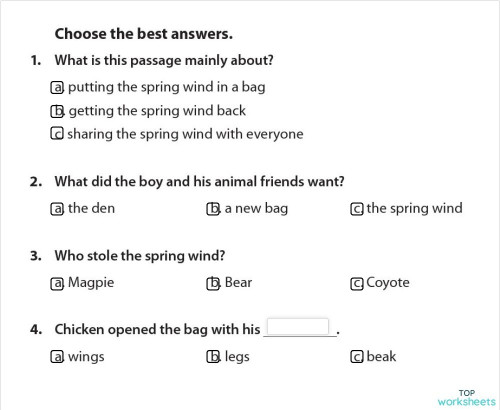 The spring wind returns. Interactive worksheet | TopWorksheets