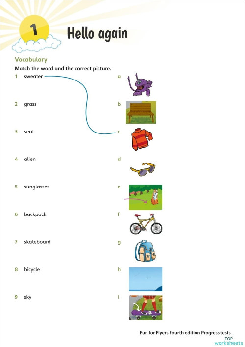 Fun for flyers: Hello again! Test 1. Interactive worksheet | TopWorksheets