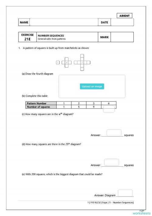 General rules from diagram pattern. Interactive worksheet TopWorksheets