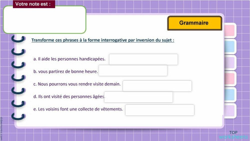 Inversion du sujet 3. Fiche interactive | TopWorksheets