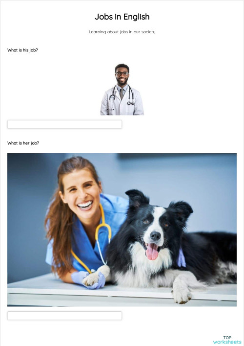 Jobs in English. Interactive worksheet TopWorksheets