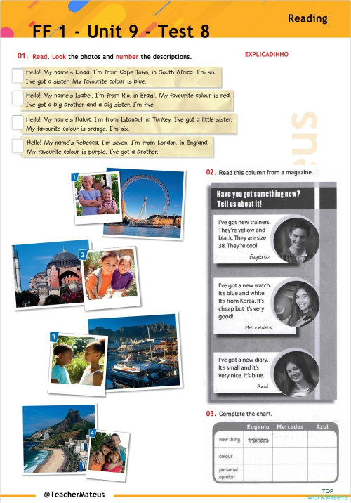 FF 1 - Unit 09 - Test 8 - Reading. Interactive worksheet | TopWorksheets