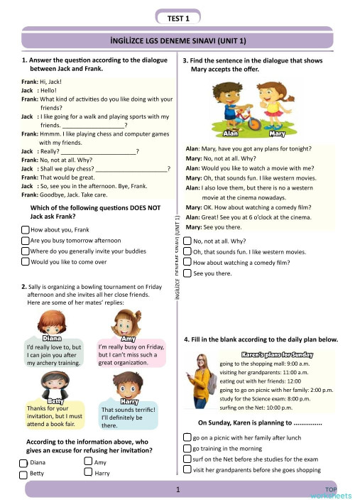 8th Grade Unit 1 | Unit Test 1. Interactive worksheet | TopWorksheets