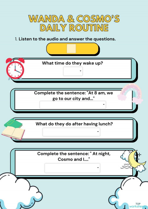 wanda and cosmo s daily routine interactive worksheet topworksheets