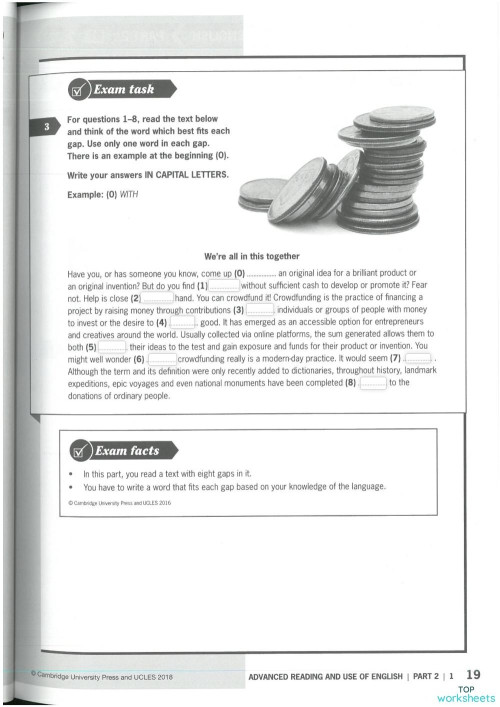 Reading and Use of English Part 2. Interactive worksheet | TopWorksheets