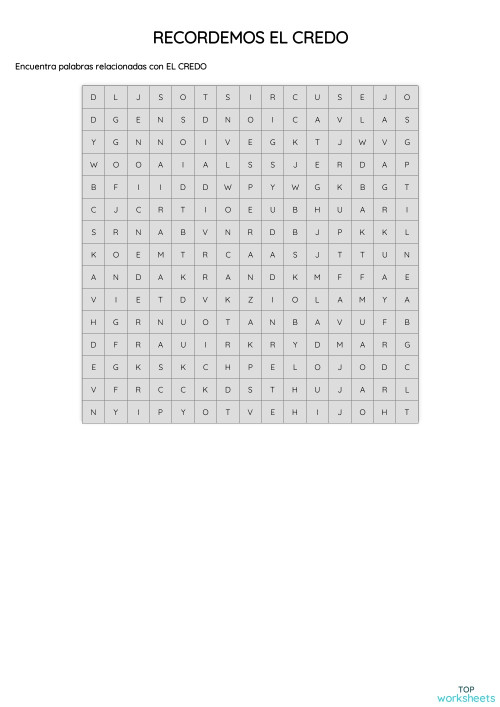 RECORDEMOS EL CREDO. Ficha interactiva | TopWorksheets