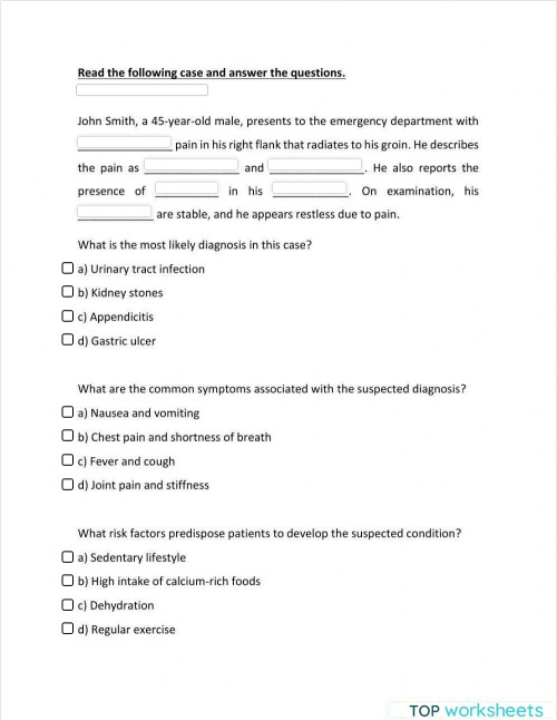 Case exam. Interactive worksheet TopWorksheets