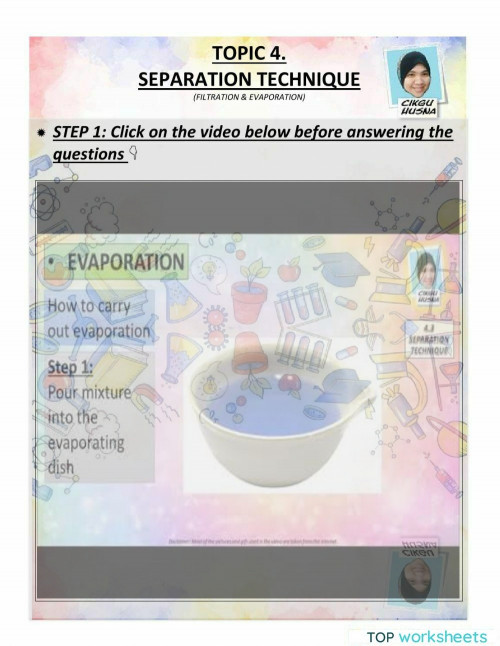 Evaporation interactive. Interactive worksheet TopWorksheets