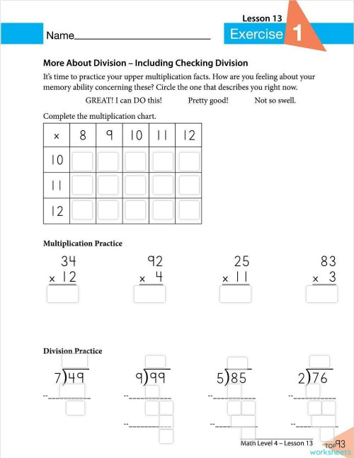 Lesson 13: Exercise 1 Pg 93. Interactive worksheet | TopWorksheets