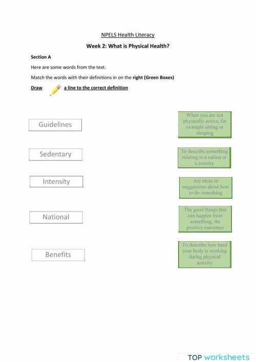 Health Literacy Test Page. Interactive worksheet TopWorksheets