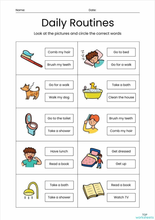 DAILY ROUTINES. Interactive worksheet | TopWorksheets
