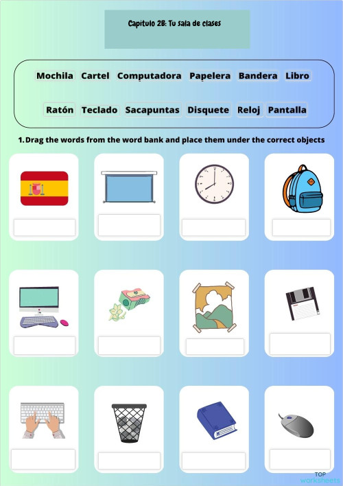 2B "Tu sala de clases". Ficha interactiva | TopWorksheets