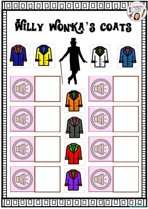 Willy Wonka&rsquo;s colorful coats. Interactive worksheet | TopWorksheets