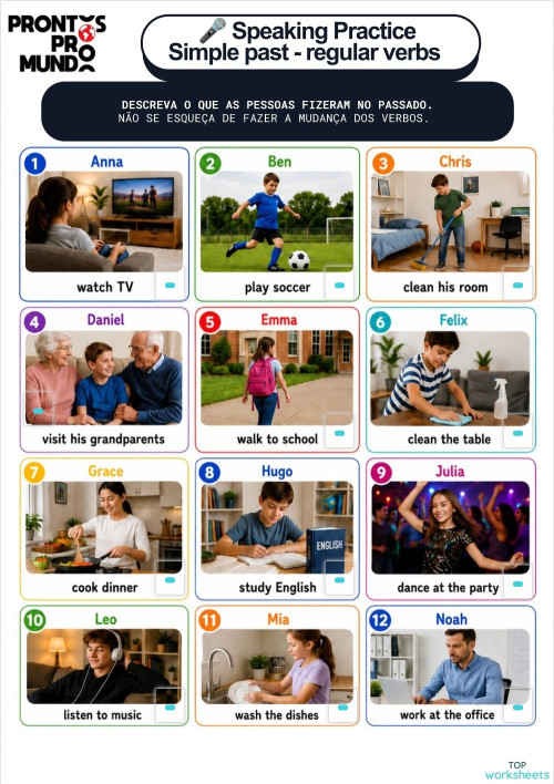 Prontos pro mundo - regular verbs. Interactive worksheet | TopWorksheets