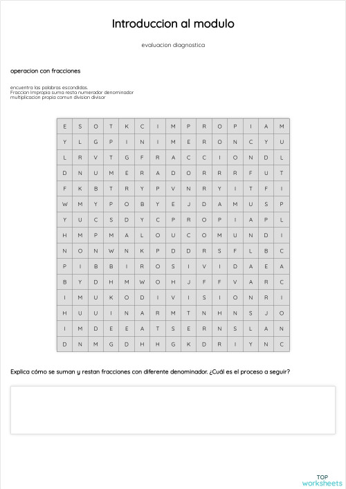 Introduccion al modulo. Ficha interactiva | TopWorksheets