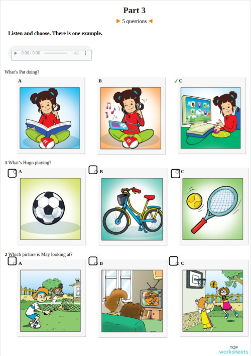 SKILLS BUILDER FOR YOUNG LEARNERS STARTERS 1 UNIT 3 Listening Part 3 ...