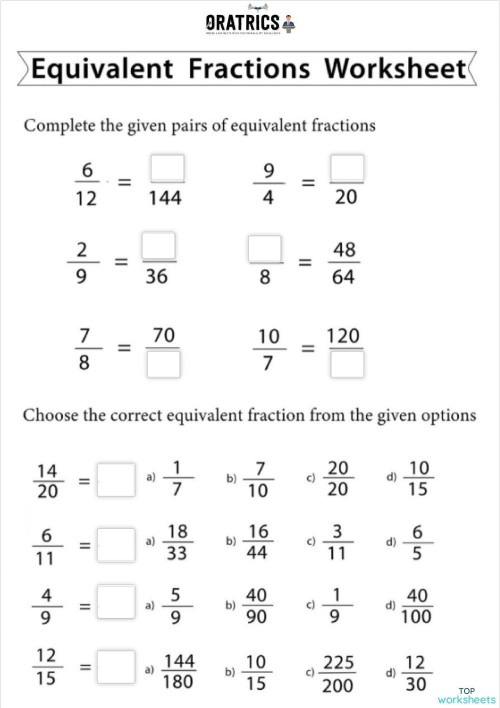 Fractions KK. Interactive worksheet | TopWorksheets