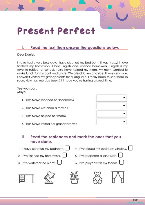 Present Perfect Worksheet. Interactive worksheet | TopWorksheets