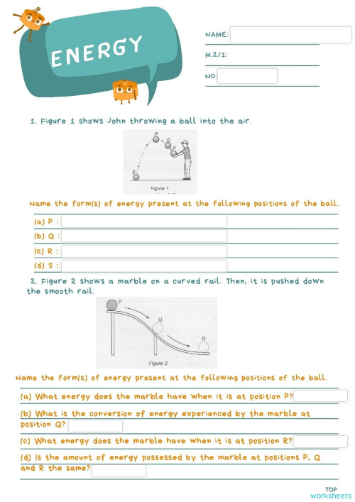 Energy work sheet ใบงานเชิงโต้ตอบ | TopWorksheets