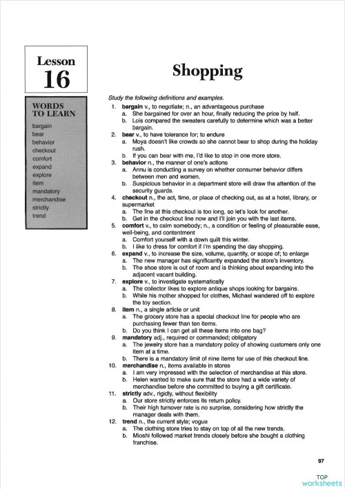 600 essential words for toeic lesson 16 word interactive worksheet
