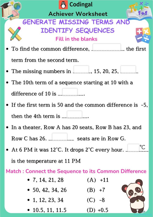 sequences: interactive worksheets and online exercises | TopWorksheets