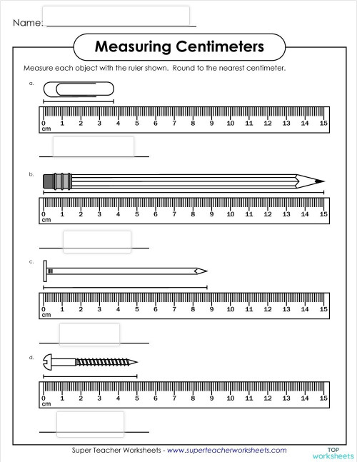 Measuring in centimetres. Interactive worksheet | TopWorksheets
