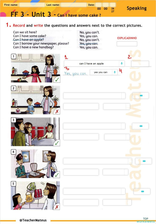 FF 3 - Unit 3 - Test 5 - Writing and Speaking. Interactive worksheet ...