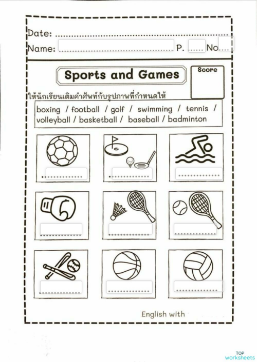 sports and games 1 interactive worksheet topworksheets